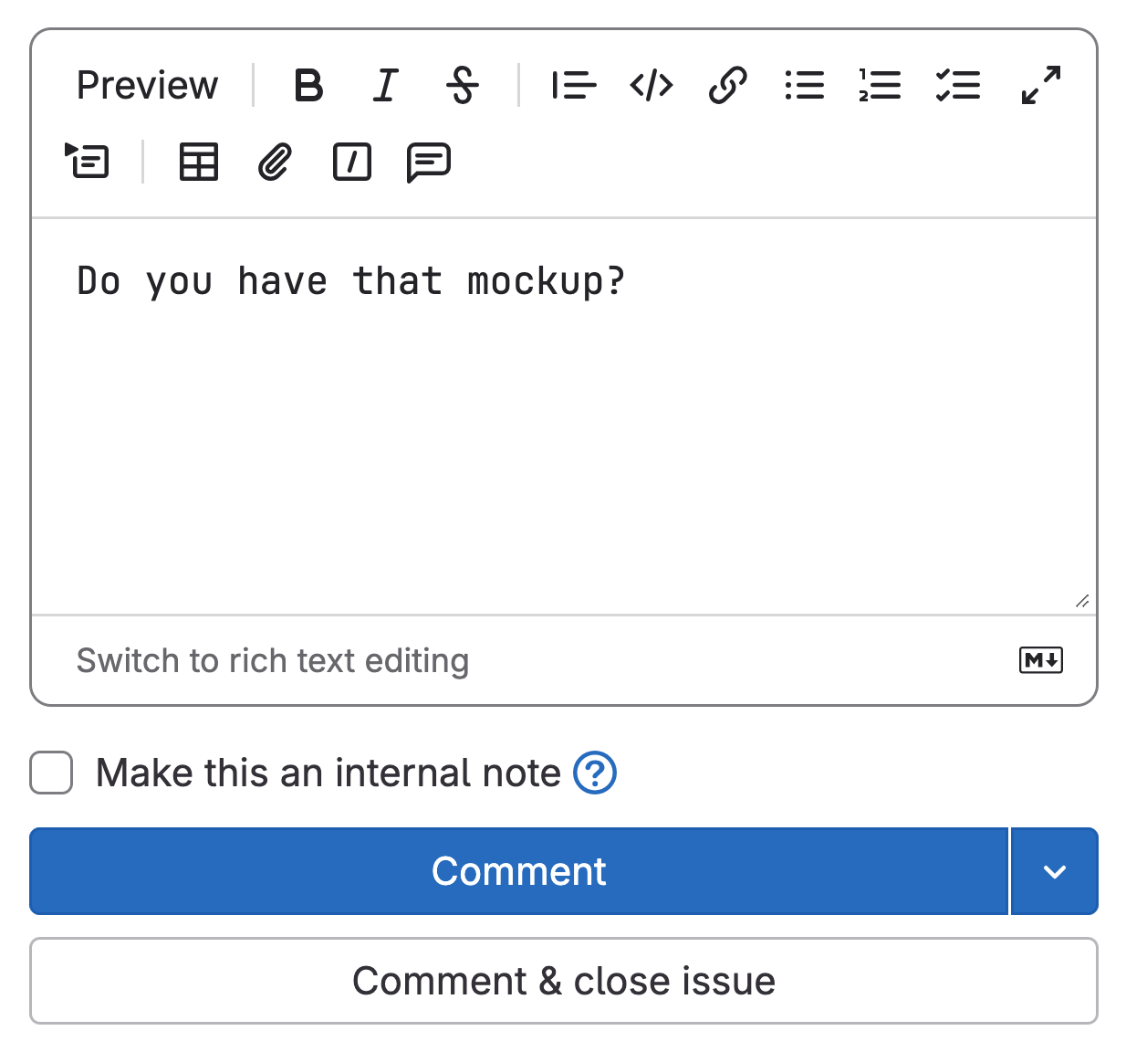 Asking for mockup comment