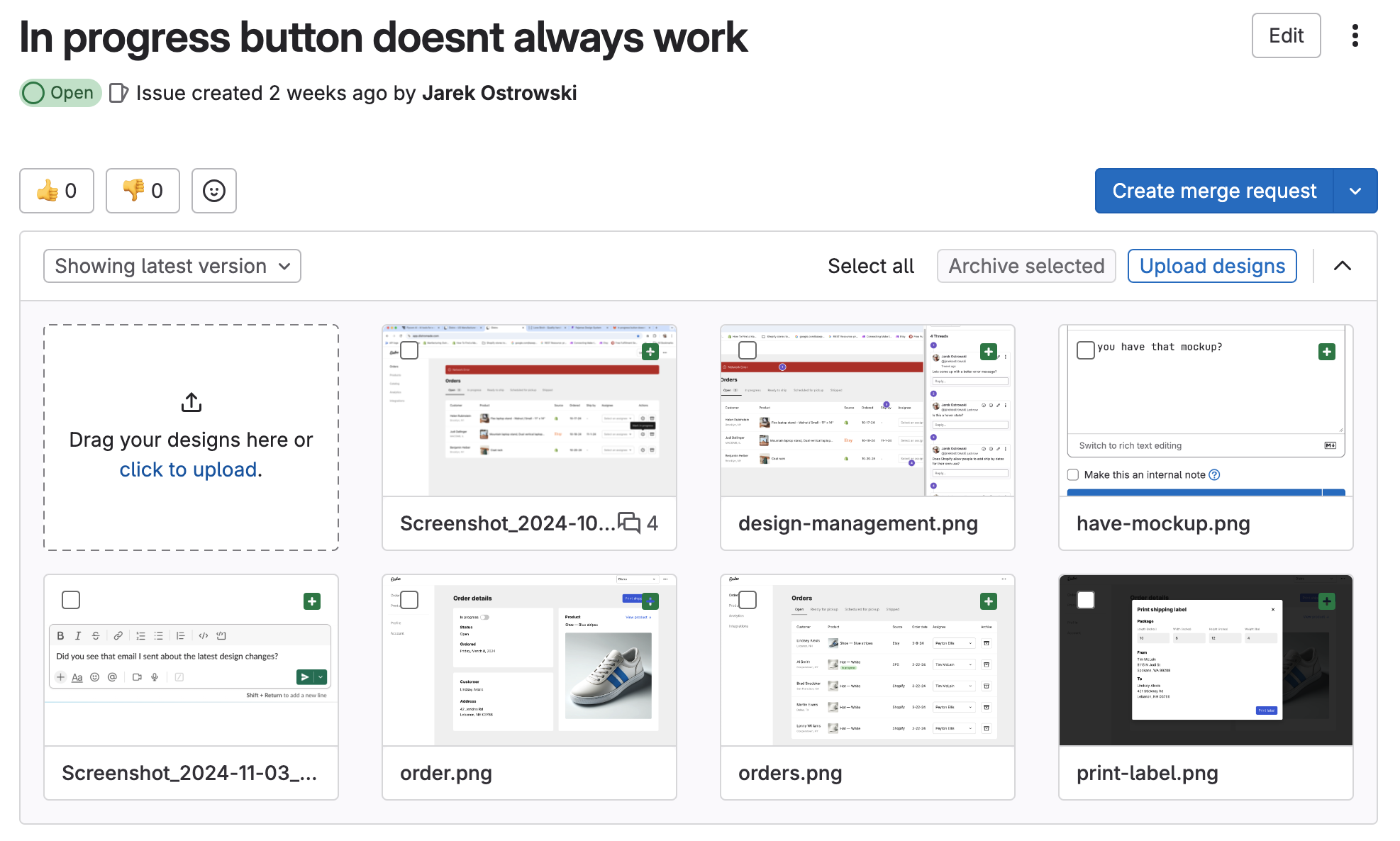 Design management UI